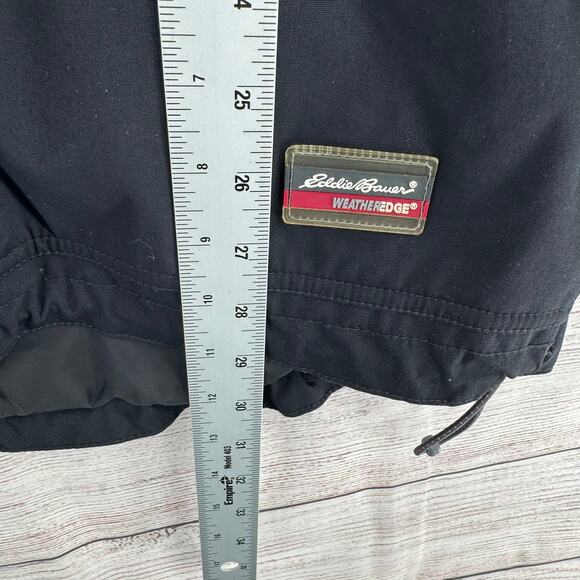 Eddie Bauer WeatherEdge Fleece Lined Rain Jacket Mens M Black Removeable Hood - Picture 12 of 16